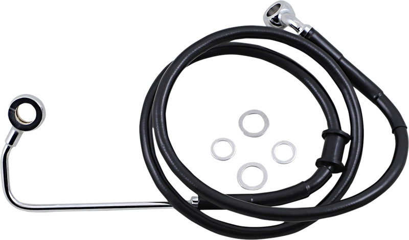 DRAG SPECIALTIES Extended Length Stainless Steel Brake Line - +8" - Black - FL/FX '15-'17