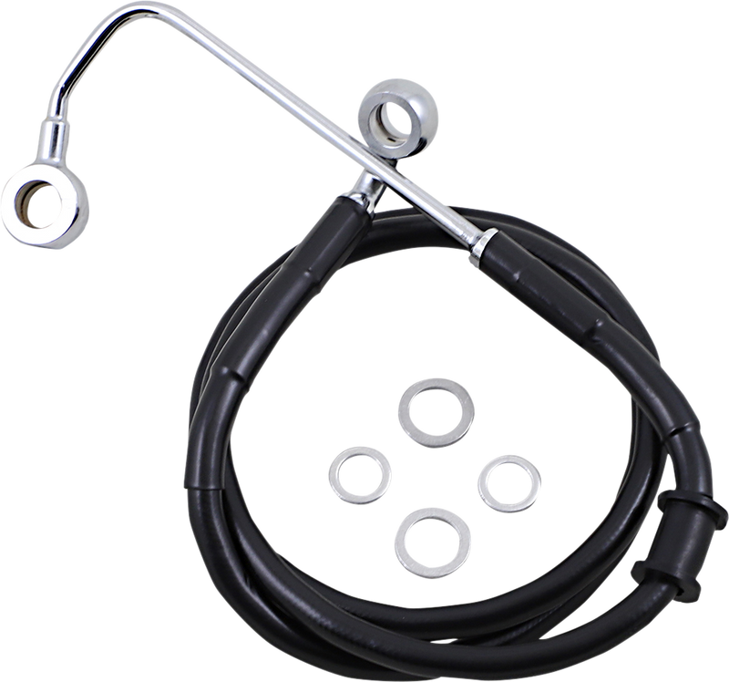 DRAG SPECIALTIES Extended Length Stainless Steel Brake Line - +10" - Black - FL/FX '15-'17