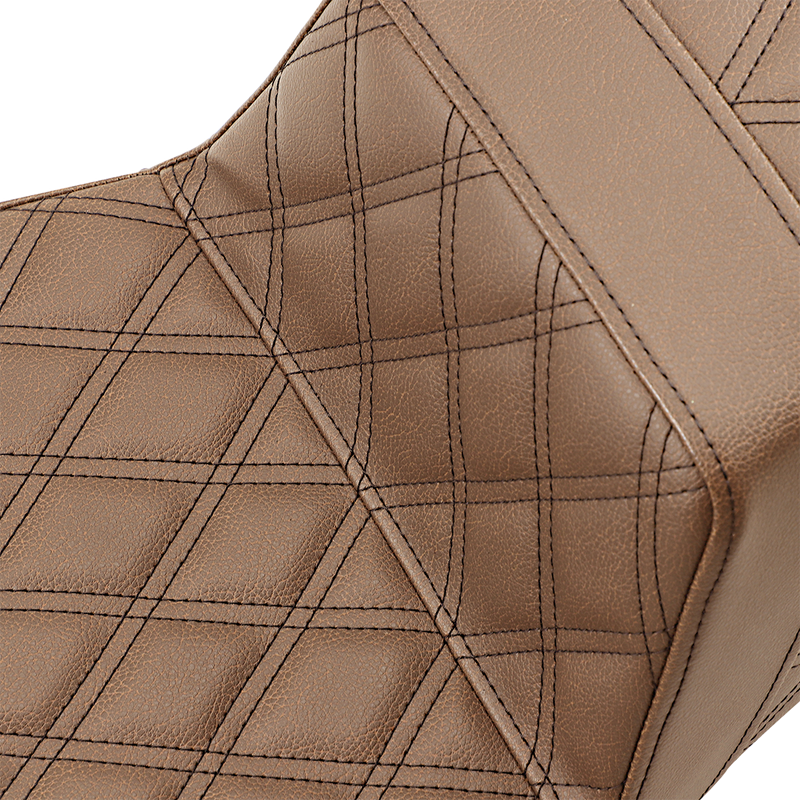SADDLEMEN Step-Up Seat - Extended Reach - Full Lattice Stitch - Brown - Touring '08-'24