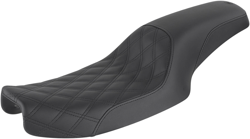 SADDLEMEN Profiler Seat - Front Lattice/Rear Smooth - Black - Dyna '91-'95
