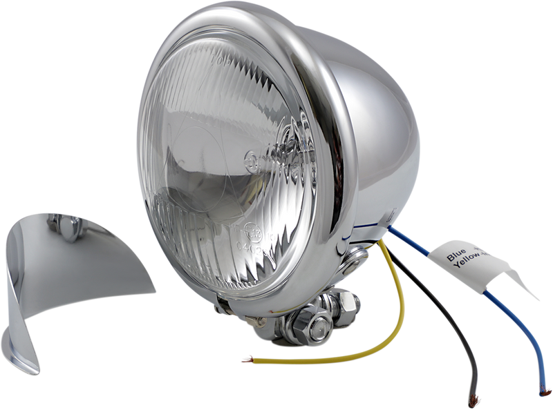DRAG SPECIALTIES Replacement Spotlight Assembly with Visor - Chrome - 4 1/2"