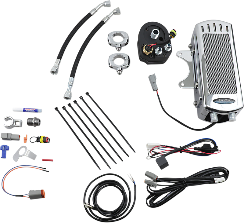 ULTRACOOL Side Mount Oil Cooler with Fan Kit - FXR/Touring '84-'08 - Chrome