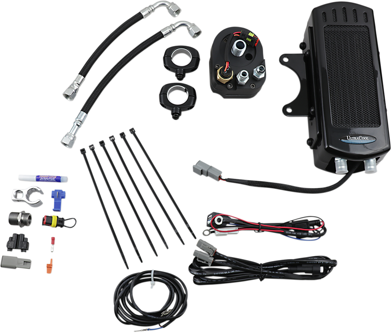ULTRACOOL Oil Cooler Kit - Side Mount - Gloss Black - Softail SMS-1G