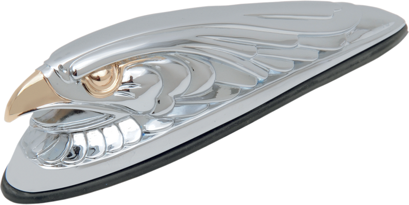 DRAG SPECIALTIES Small Eagle Head with Lights Front Fender Ornament - Chrome - Gold Eyes