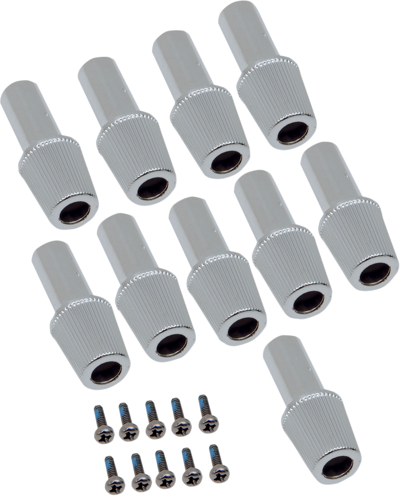 DRAG SPECIALTIES Replacement Straight Conical Knurled Speedometer Reset Knobs - Chrome - 10 Pack