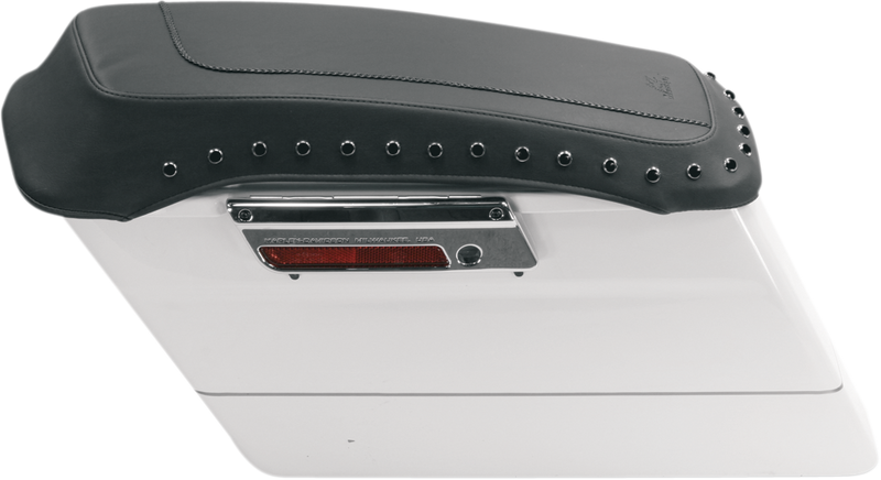 MUSTANG Black Pearl-Center Studded Saddlebag Lid Covers - Black - FL '93-'13