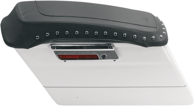 MUSTANG Chrome Studded Saddlebag Lid Covers - Black - Touring '93-'13