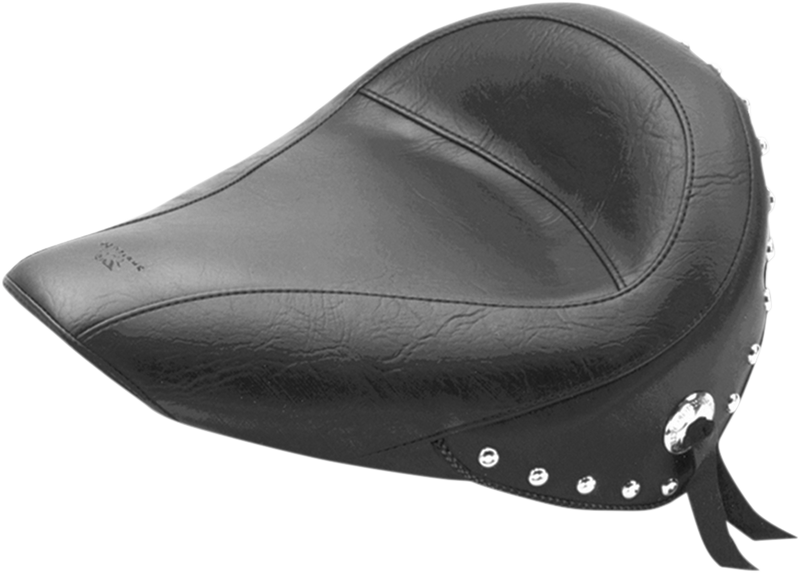 MUSTANG Standard Touring Solo Smooth Chrome-Studded with Conchos Vinyl Seat - Black - Softail '84-'99