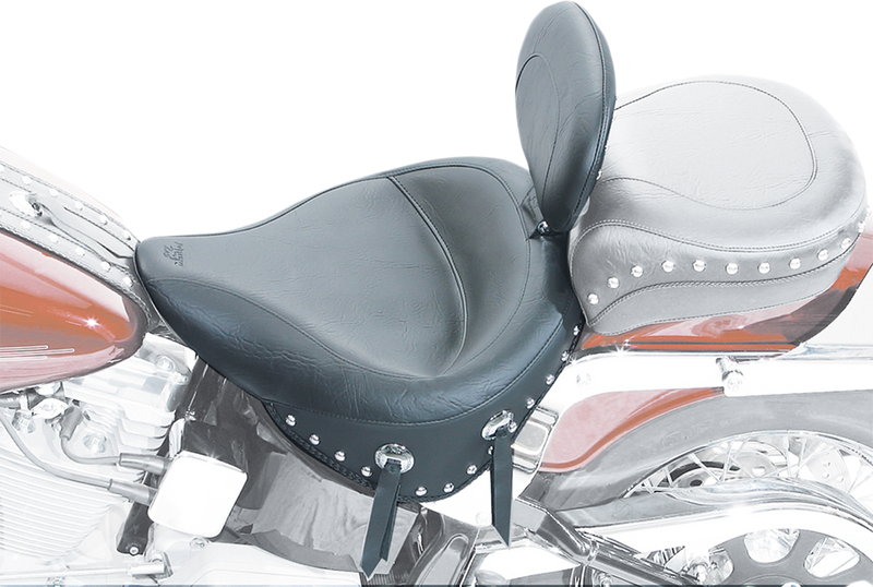 MUSTANG Wide Solo Seat Studded W/Concho with Removable Backrest - Black - Softail '84-'99