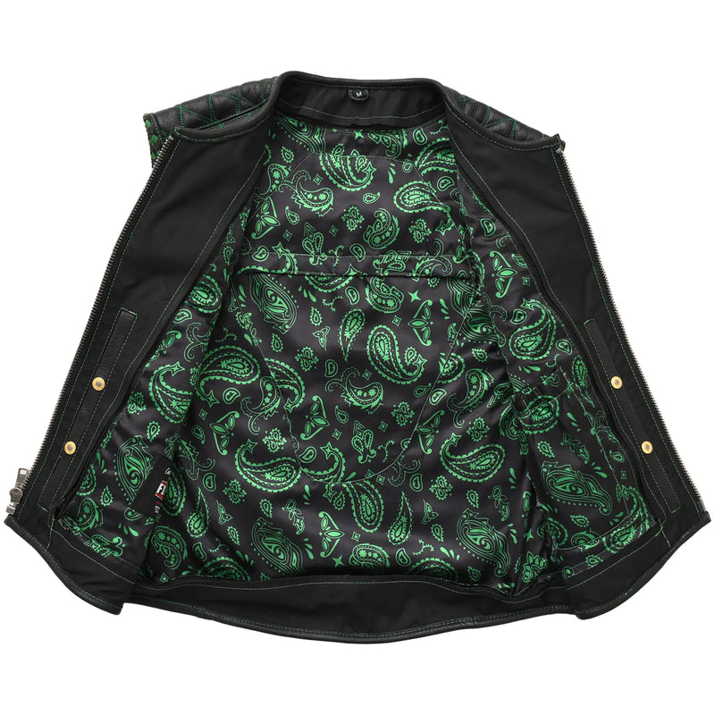 Tactical Emerald Men’s Motorcycle Leather Vest