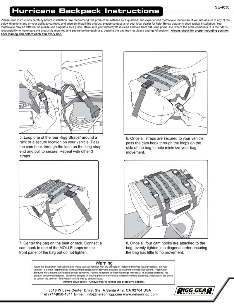 NELSON RIGG Hurricane 30L Backpack/Tail Pack
