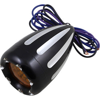 ARLEN NESS Front Turn Signals - LED - Deep Cut - Black/Amber - Amber Ring