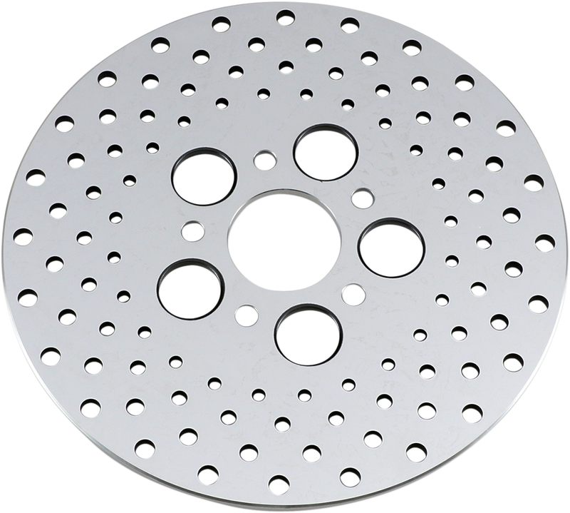 DRAG SPECIALTIES Vintage Polished Stainless Steel Drilled Brake Rotor - Rear - 10"