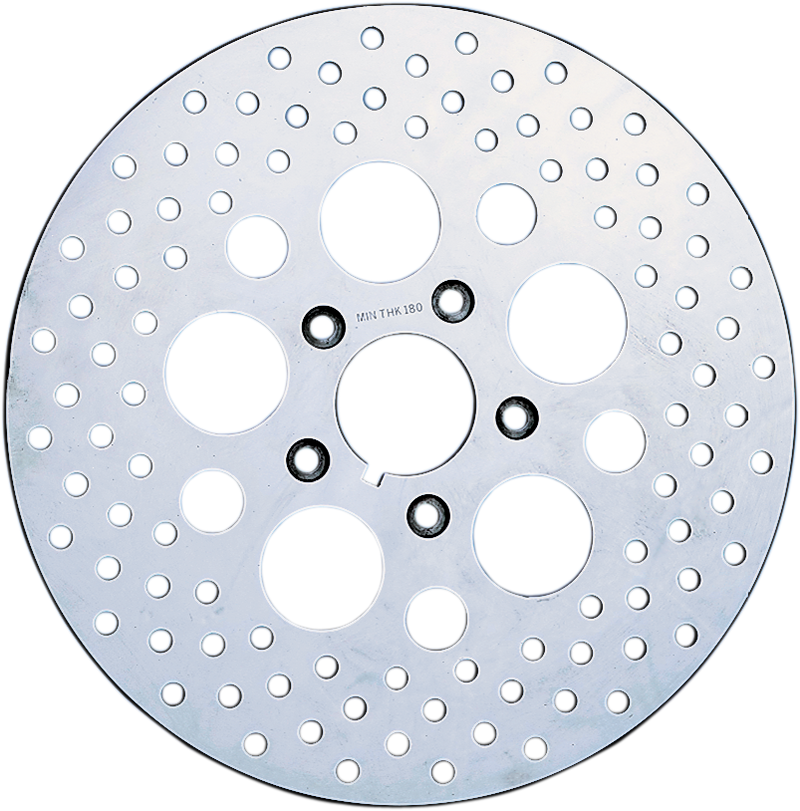 DRAG SPECIALTIES Polished Stainless Steel Drilled Brake Rotor - Front - 11.5"