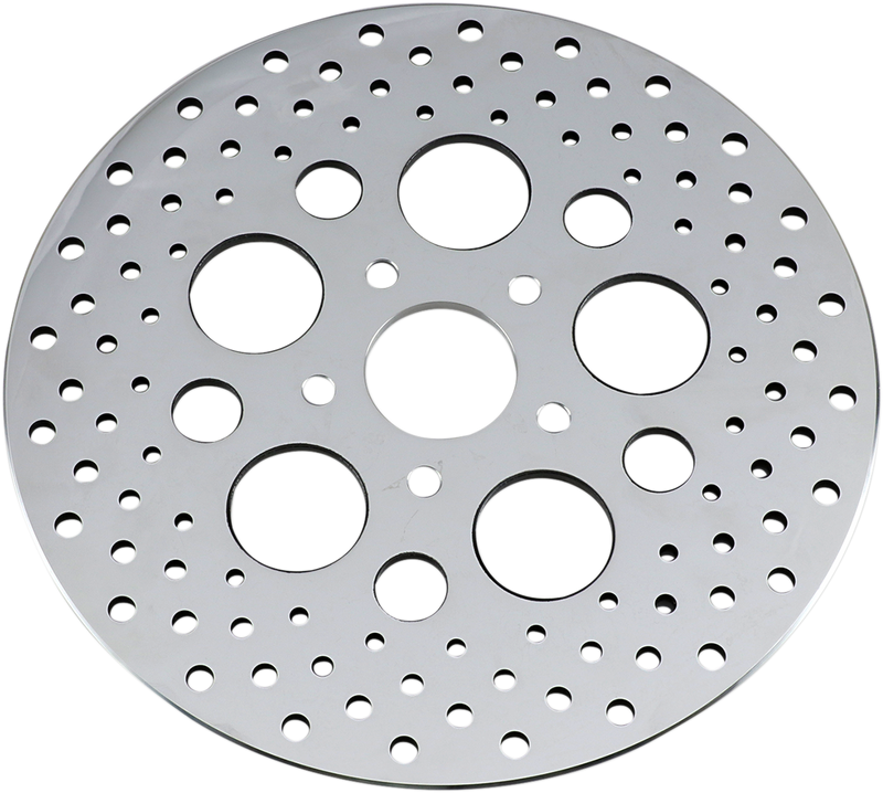 DRAG SPECIALTIES Polished Stainless Steel Drilled Brake Rotor - Rear - 11.5"