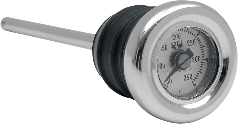 DRAG SPECIALTIES 3.87" Oil Plug Temperature Gauge - Chrome Bezel - White Face