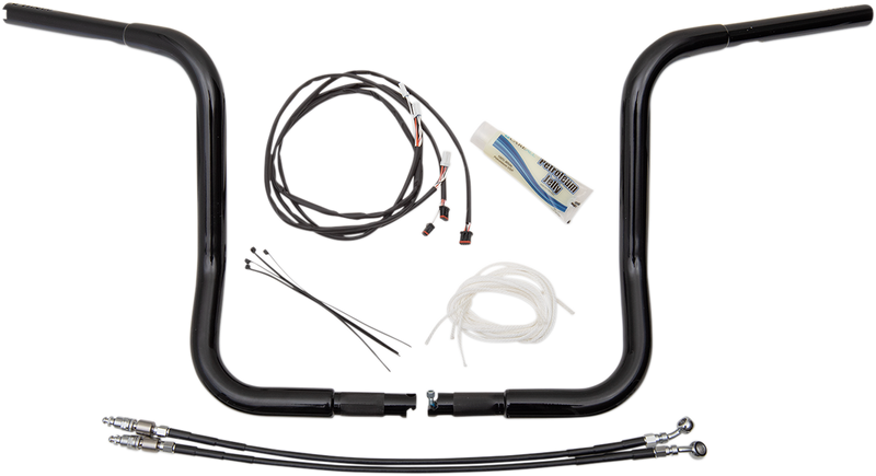 FAT BAGGERS INC. 1-1/4" EZ Install Round Top Handlebar Kit - 14" - Black 909514-B