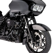 RWD V-Twin 49mm fork tubes in black shown on a Harley Davidson motorcycle