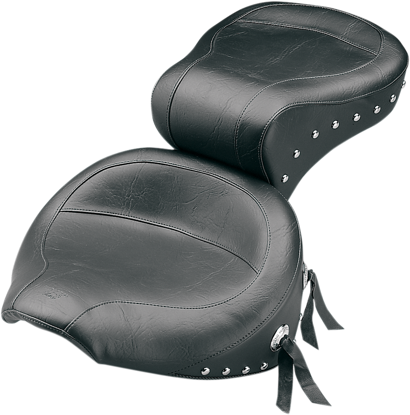 MUSTANG Wide Studded Touring One-Piece 2-Up Seat - Softail '84-'99