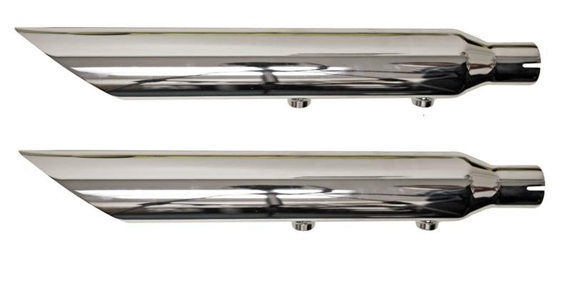 BASSANI XHAUST 3" Firepower Series Slip-On Mufflers - Chrome - Slash-Cut - SOFTAIL '07-'17