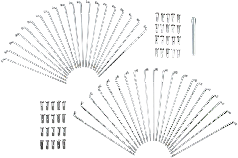 DRAG SPECIALTIES Chrome and Stainless Steel Spoke Set - Drop Center - Front/Rear - Chrome - 16"