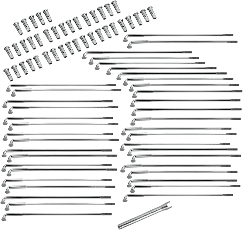 DRAG SPECIALTIES Replacement Smooth Front / Rear Chrome Spoke Set - 16"