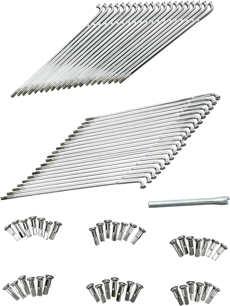 DRAG SPECIALTIES Chrome and Stainless Steel Spoke Set - Drop Center - Custom 40-Spoke - Front - Chrome - 21"