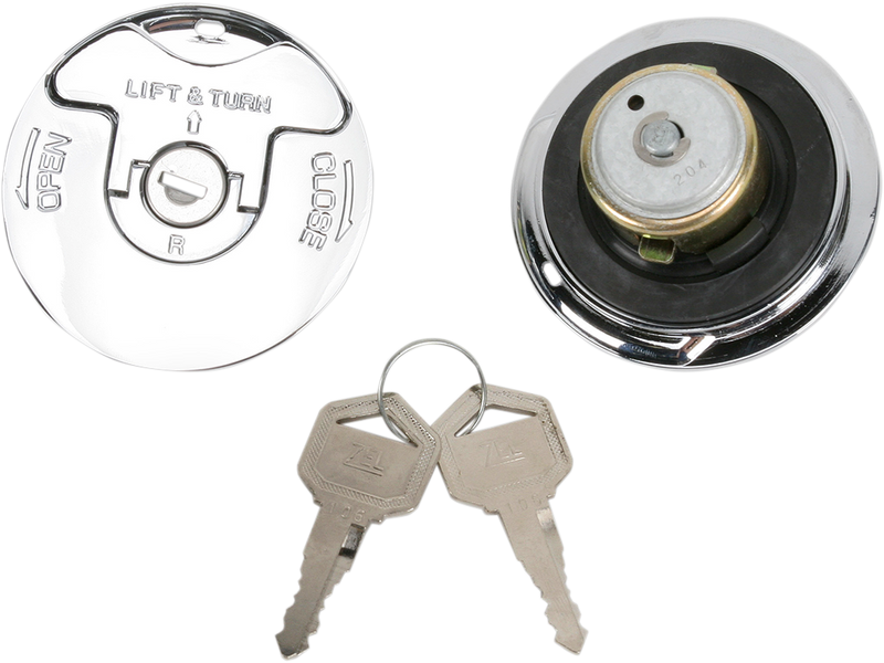 DRAG SPECIALTIES Flush-Mount Vented/Non-Vented Locking Gas Cap Set - Chrome