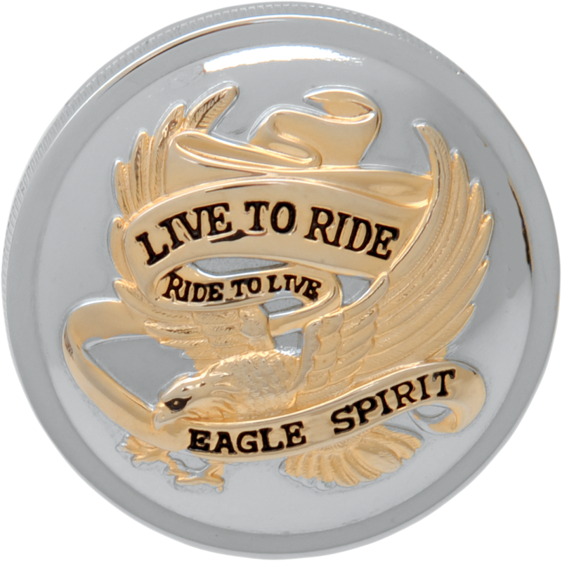 DRAG SPECIALTIES Replacement Non-Vented Screw-In Gas Cap - Live to Ride - Chrome with Gold