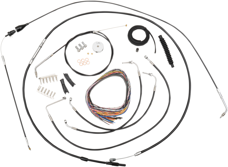 LA CHOPPERS Handlebar Cable/Brake Line Kit - Complete - Mini Handlebars - Black Vinyl