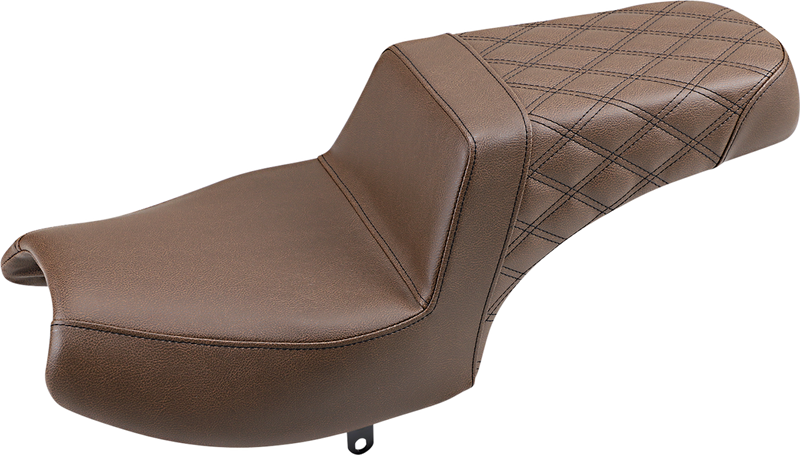 SADDLEMEN Step-Up Seat - Front Smooth/Rear Lattice Stitch - Brown - '20-'22 Indian Challenger