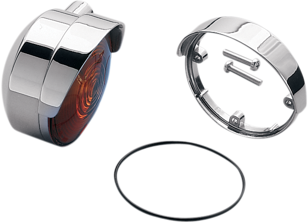 DRAG SPECIALTIES Die-cast Rear / Front Turn Signal Visor Kit - Chrome - 3-1/4"