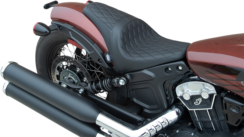 DRAG SPECIALTIES Cafe Style Diamond Black Stitch Vinyl 3/4 Solo Seat - Black - Scout '18-'24