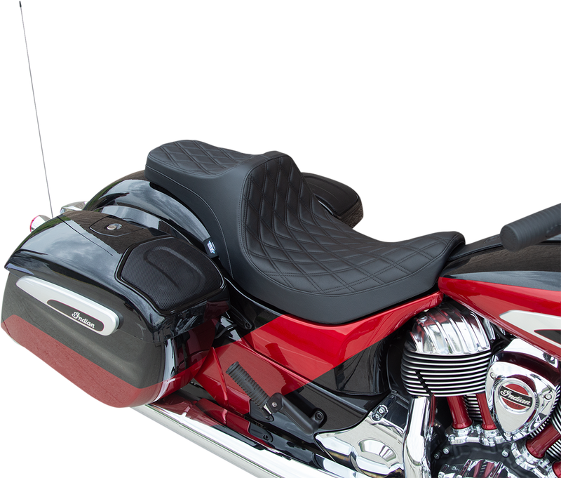 DRAG SPECIALTIES Predator III Double Diamond Black Stitch Vinyl Seat - Black - Indian '14-'22