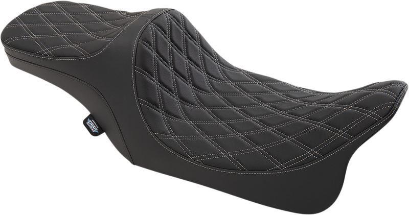 DRAG SPECIALTIES Predator III 2-Up Seat - Double Diamond - Silver Stitching - Touring '99-'07