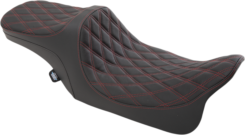 DRAG SPECIALTIES Predator III 2-Up Seat - Double Diamond - Red Stitching - Touring '99-'07
