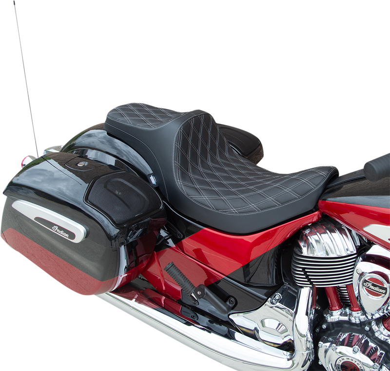 DRAG SPECIALTIES Predator III Seat - Double Diamond with Silver Stitching for Indian '14-'22