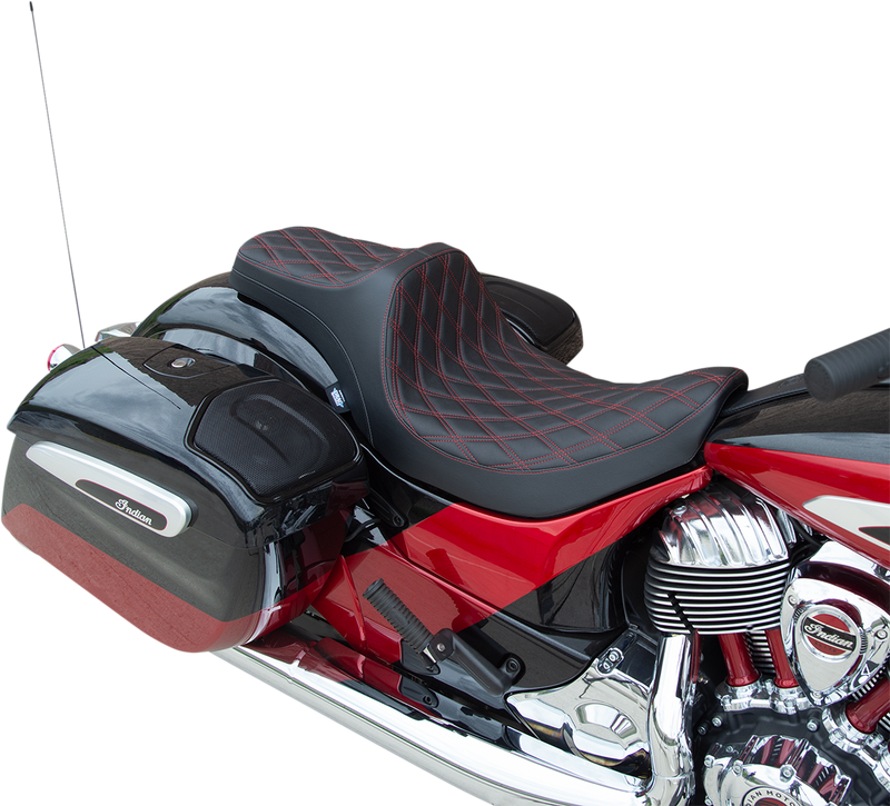 DRAG SPECIALTIES Predator III Seat - Double Diamond with Red Stitching for Indian Motorcycles '14-'22