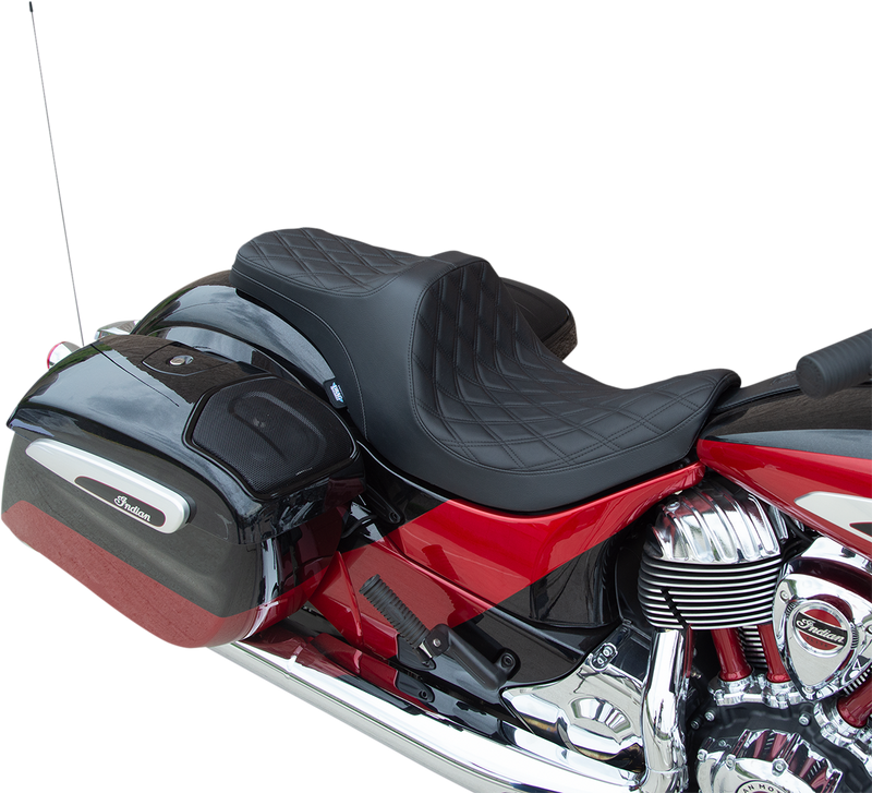 DRAG SPECIALTIES Predator III Forward Positioned Low Profile Double Diamond Black Stitch Vinyl Seat - Black - Indian '14-'22