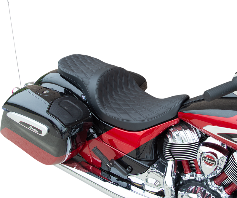 DRAG SPECIALTIES Low Profile Touring Seat - Double Diamond with Black Stitching - Indian '14-'22