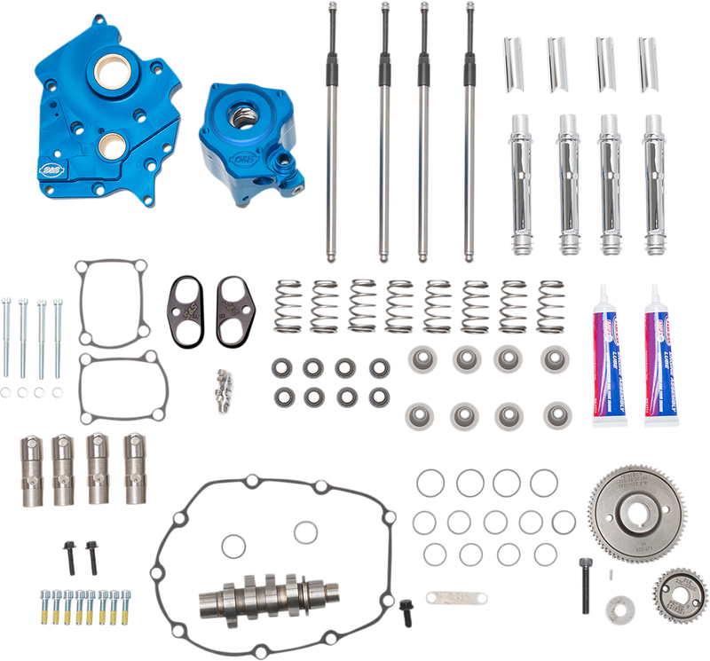 S&S CYCLE Cam Chest Kit with Plate - Gear Drive - Oil Cooled - 540 Cam - Chrome Pushrods - M8