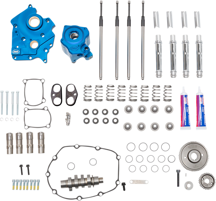 S&S CYCLE Cam Chest Kit with Plate - Gear Drive - Oil Cooled - 540 Cam - Chrome Pushrods - M8