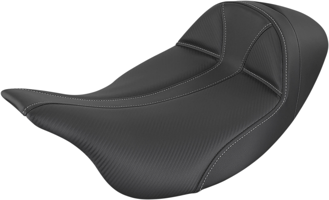 SADDLEMEN Dominator Solo Seat - Extended Reach - w/o Backrest - Black w/ Gray Stitching - Touring '08-'24