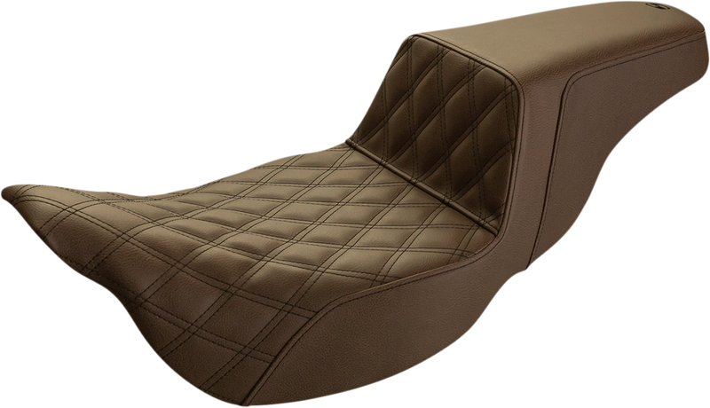 SADDLEMEN Step-Up Seat - Extended Reach - Front Lattice Stitch - Brown - Touring '08-'24