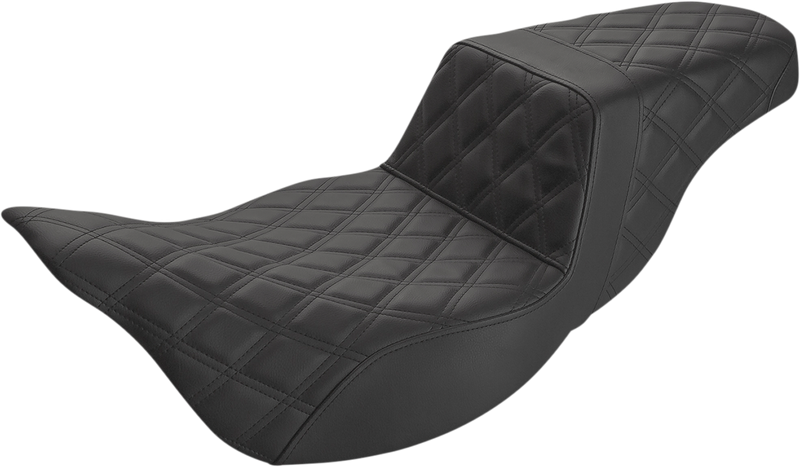 SADDLEMEN Step-Up Seat - Extended Reach - Full Lattice Stitch - Black - Touring '08-'24