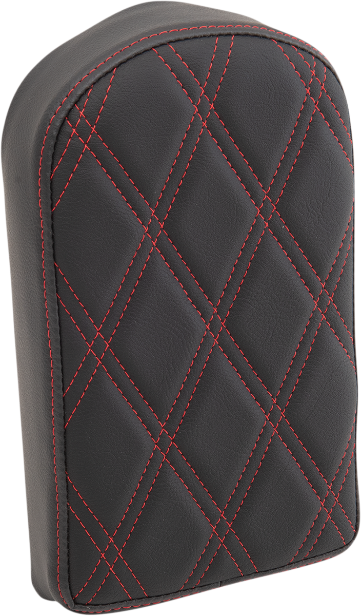 DRAG SPECIALTIES Double Diamond Red Stitch Sissy Bar Pad - Black - 10"