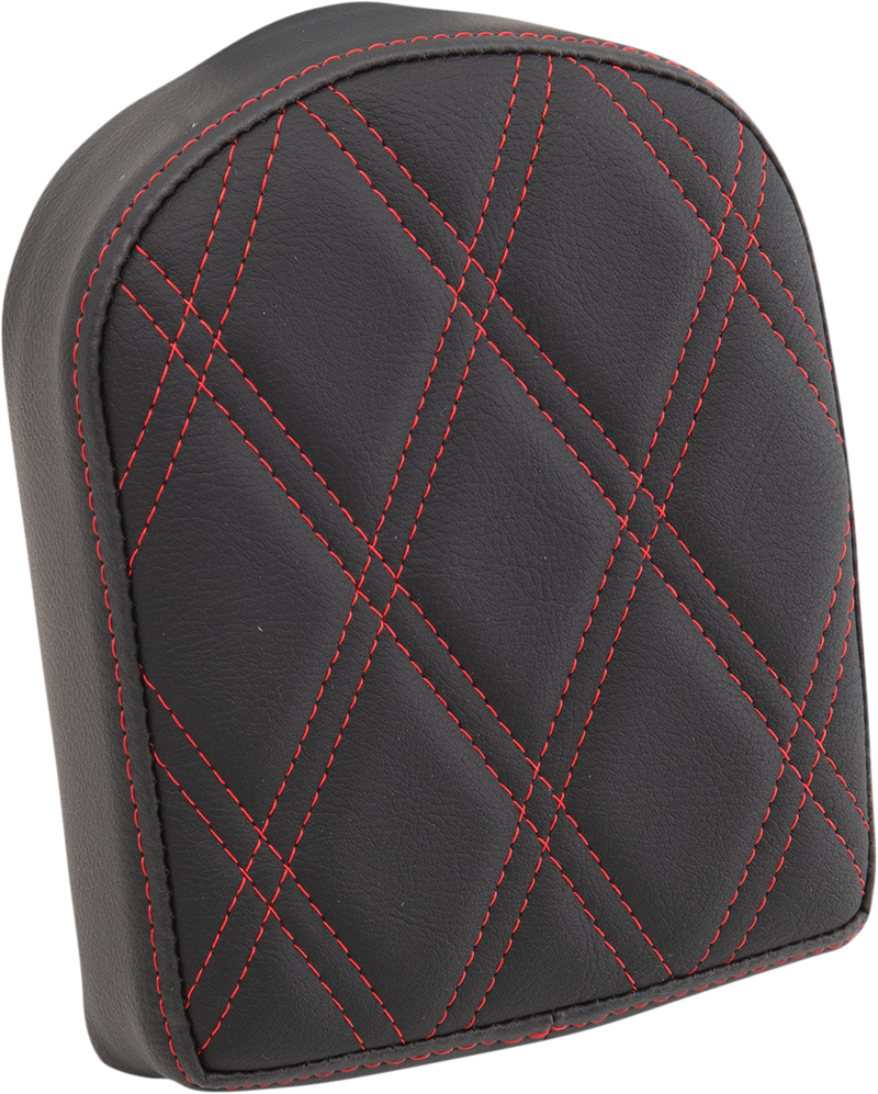 DRAG SPECIALTIES Double Diamond Red Stitch Sissy Bar Pad - Black - 7"