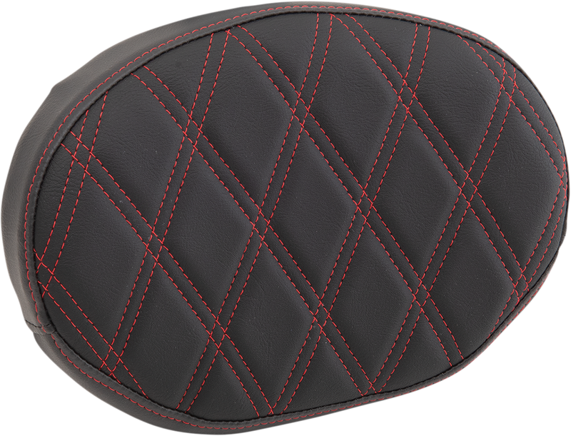 DRAG SPECIALTIES Oval Double Diamond Red Stitch Sissy Bar Pad - Black