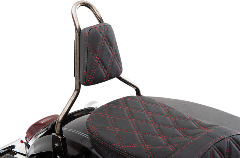 DRAG SPECIALTIES Tapered Double Diamond Red Stitch Sissy Bar Pad - Black