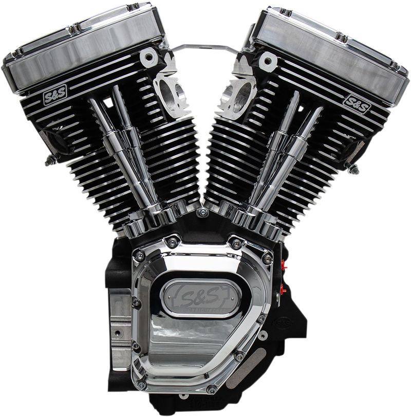 S&S CYCLE T111 Long Block Engine - Wrinkle Black and Chrome - Touring | Dyna